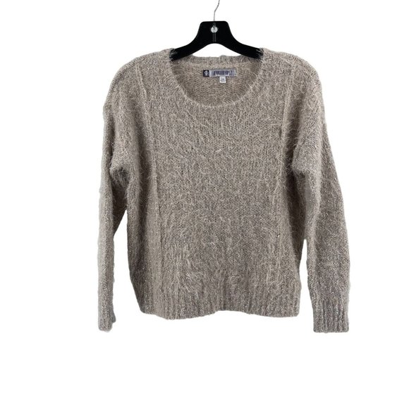 Jennifer Lopez Petite Women's Gold Metallic Feathery Knit Sweater Size PXS - Picture 2 of 9